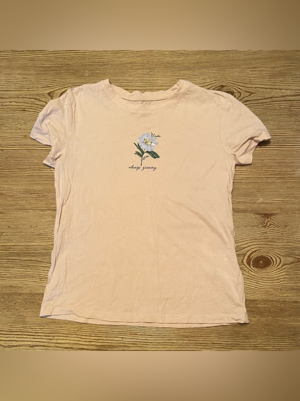 H&M Light Pink Floral Center Graphic Short Sleeve Tee 8/10